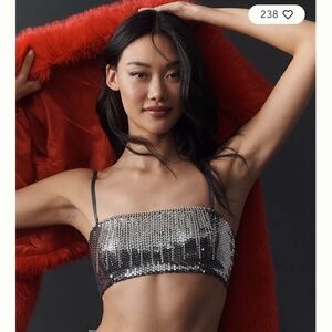 Anthropologie Sequin fringe bralette, size L